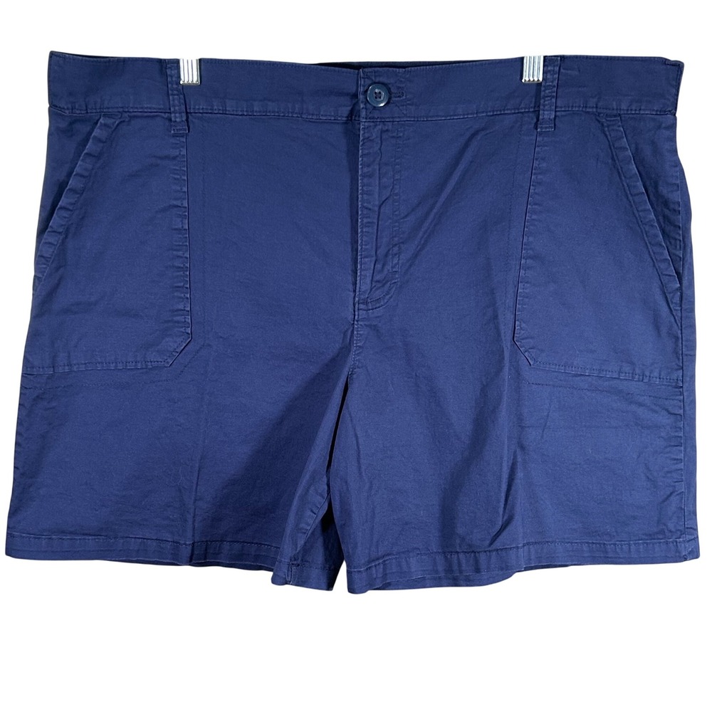 Lee Womens Navy Blue Chino Utility Shorts Size 22M Stretch Cotton